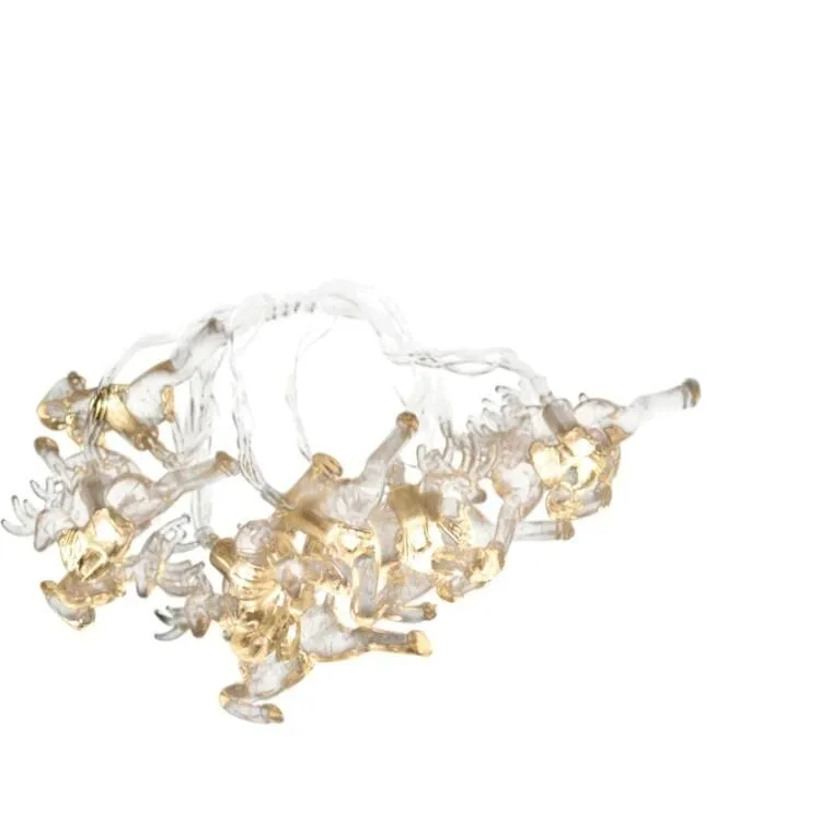 Lampki Choinkowe Na Sznurze AKRYLOWE RENIFERY 10 LED Na Baterie