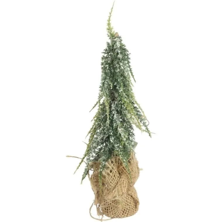 Sztuczne Drzewko CHOINKA OŚNIEŻONA W JUCIE 24 cm