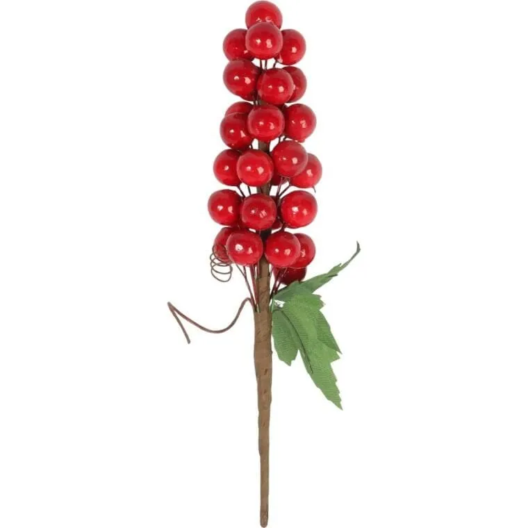 GAŁĄZKA Z JARZĘBINĄ 24 cm - Czerwona