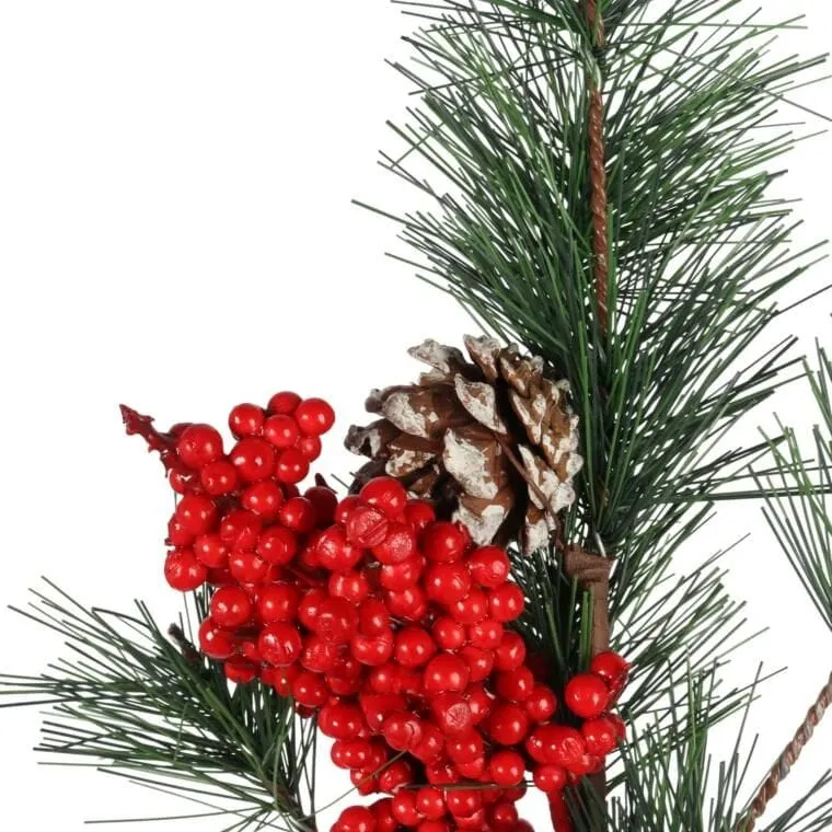 GAŁĄZKA MODRZEW Z JARZĘBINĄ 57 cm - Czerwona