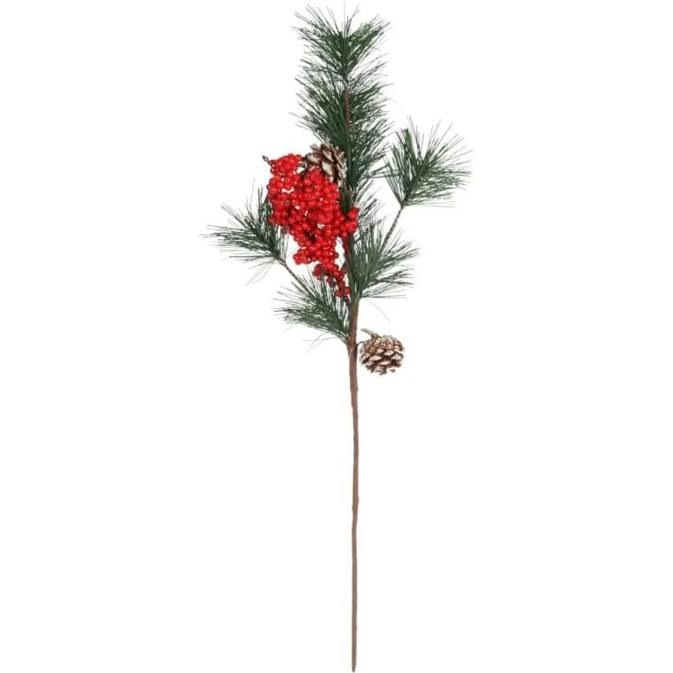 GAŁĄZKA MODRZEW Z JARZĘBINĄ 57 cm - Czerwona