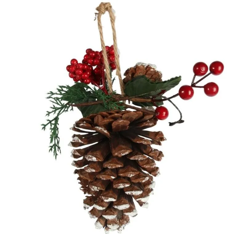 Ozdoba Bożonarodzeniowa ZawieszkaSZYSZKA Z DEKORACJĄ 20 cm - BRĄZOWA