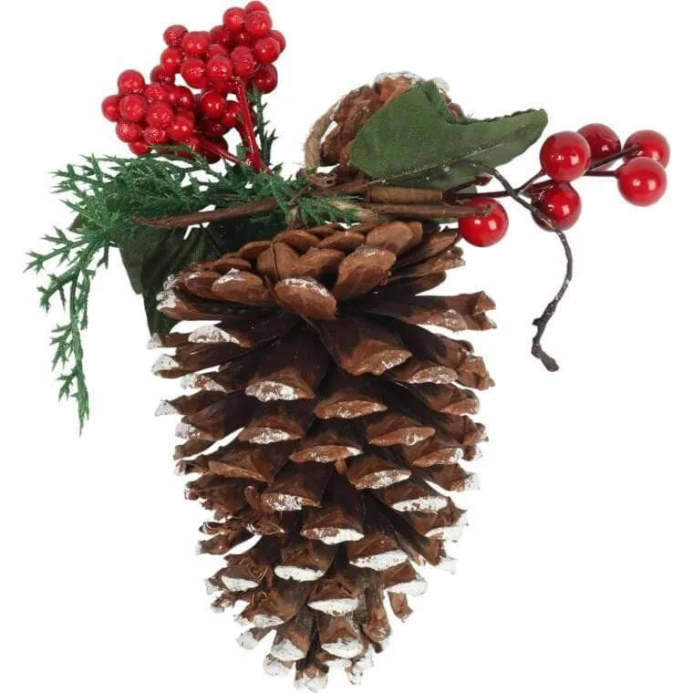 Ozdoba Bożonarodzeniowa ZawieszkaSZYSZKA Z DEKORACJĄ 20 cm - BRĄZOWA