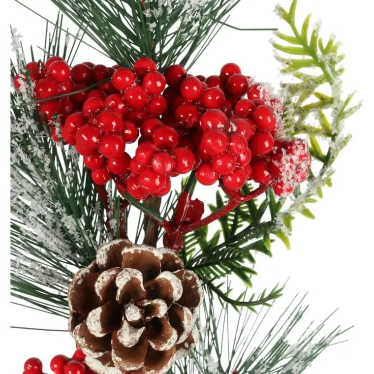 GAŁĄZKA MODRZEW Z JARZĘBINĄ 45 cm - Czerwona