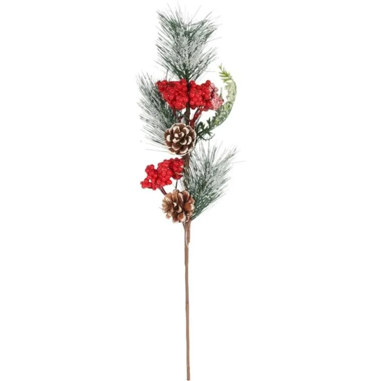GAŁĄZKA MODRZEW Z JARZĘBINĄ 45 cm - Czerwona