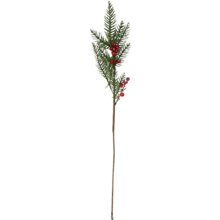 GAŁĄZKA ŚWIERKOWA Z JARZĘBINĄ 63 cm - Czerwona