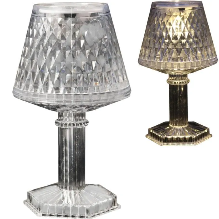 Lampka Stołowa LED Bateria, Przezroczysta 12 cm