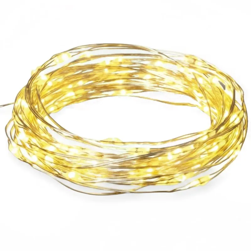 Lampki 10 LED Światełka Mikro Druciki Na Baterie Światło Ciepłe - Białe