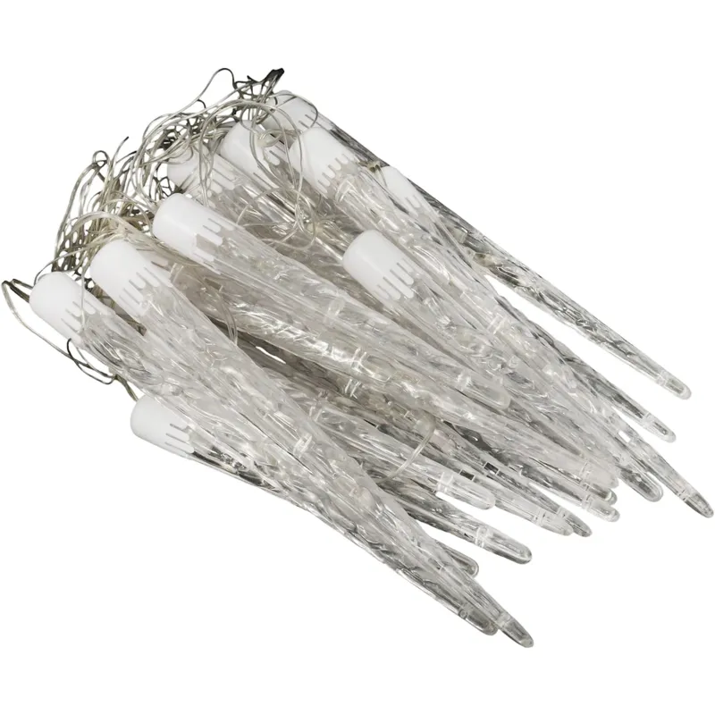 Lampki Zewnętrzne Sople Płynące 24 Sztuki 72 LED Stalaktyty Barwa Zimna - Biała