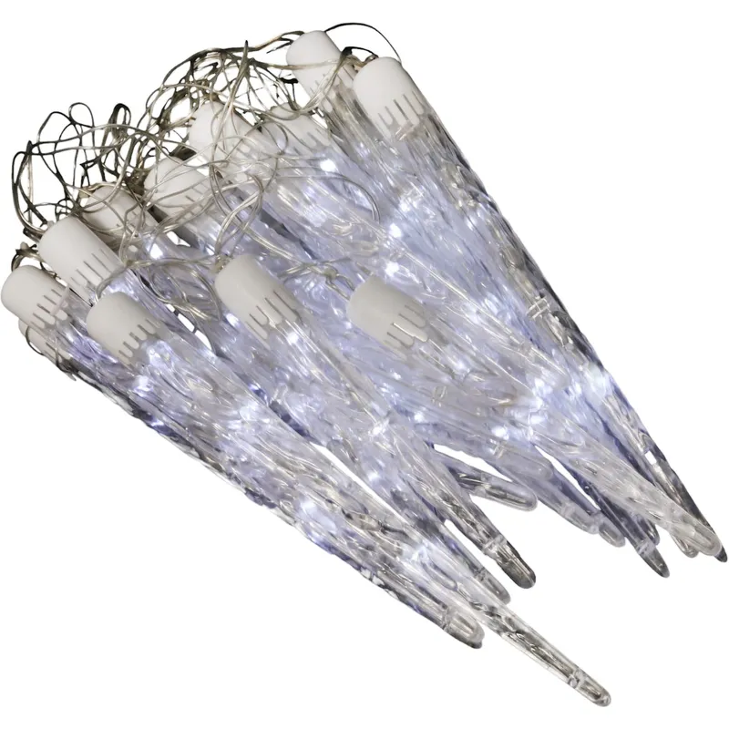 Lampki Zewnętrzne Sople Płynące 24 Sztuki 72 LED Stalaktyty Barwa Zimna - Biała