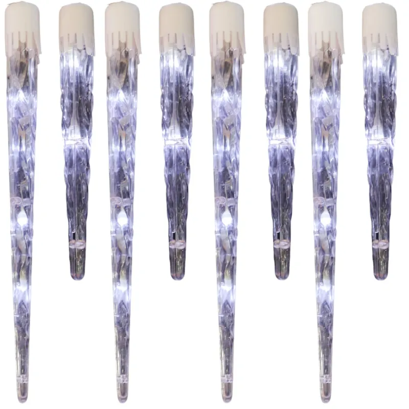 Lampki Zewnętrzne Sople Płynące 24 Sztuki 72 LED Stalaktyty Barwa Zimna - Biała