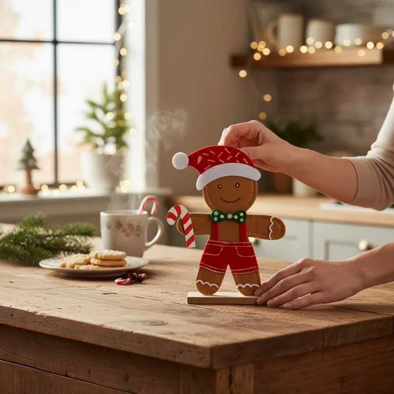 Świąteczna Figurka Z Filcu Ciasteczkowy Ludzik PIERNIK 20 cm