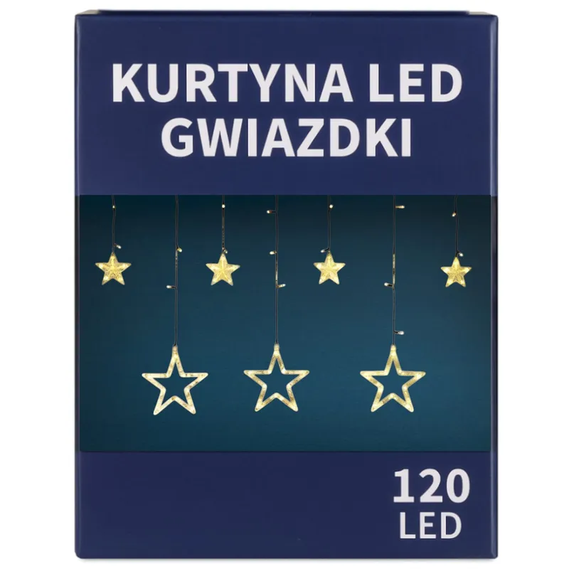 Kurtyna Świetlna Gwiazdki Ozdoby Świąteczne Lampki 120 LED Ciepły - Biały
