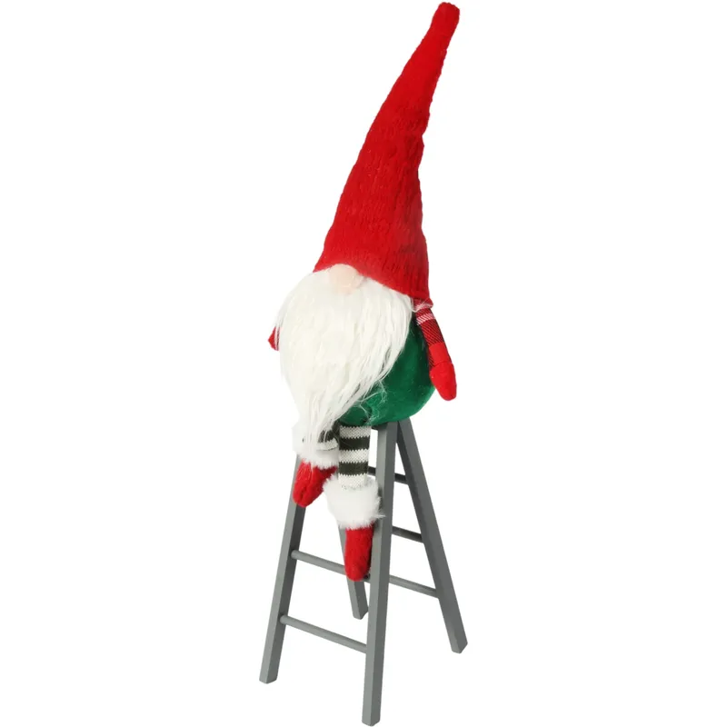 SKRZAT Świąteczny Krasnal GNOM Ozdoba Świąteczna Na Drabinie 58 cm