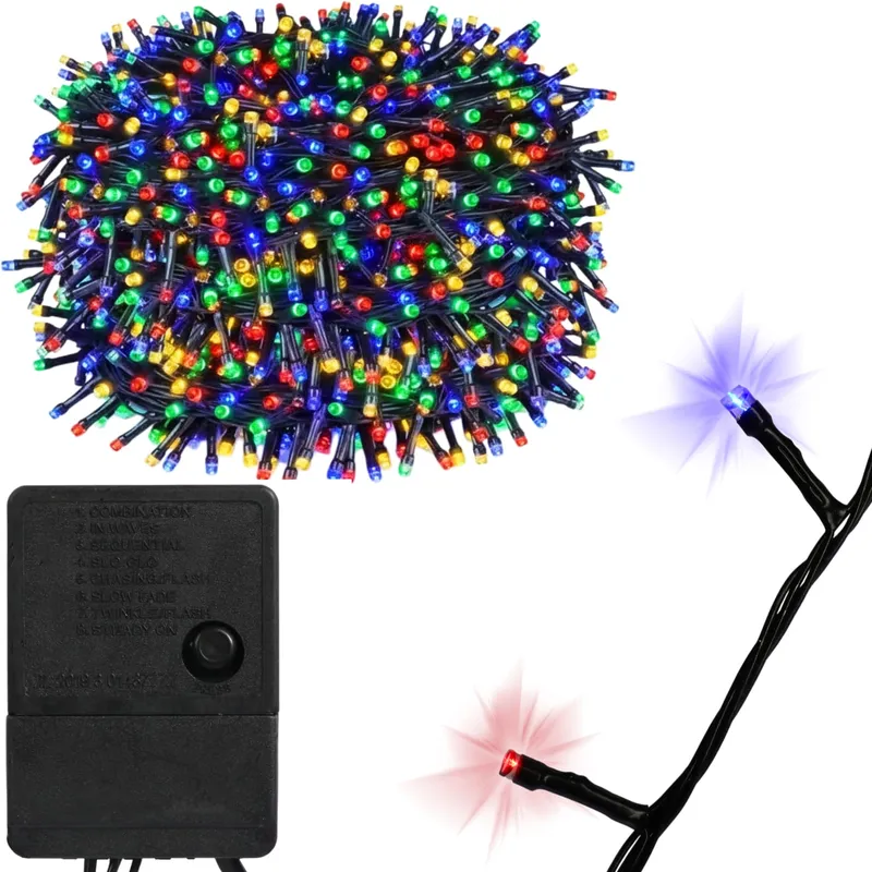 Mocne Lampki Choinkowe 500 LED Multi Zewnętrzne Wewnętrzne Programator 40m