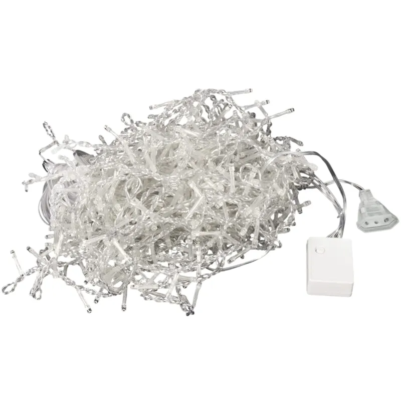 Sople 300 LED Kurtyna Lampki Zewnętrzne/Wewnętrzne Flash Zimny Programator 9 m - Biały