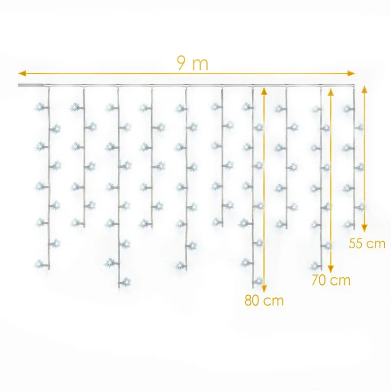 Sople 300 LED Kurtyna Lampki Zewnętrzne/Wewnętrzne Flash Zimny Programator 9 m - Biały