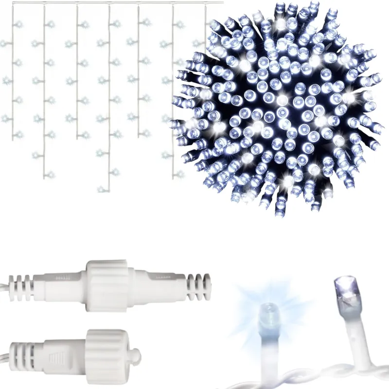 Sople 300 LED Kurtyna Lampki Zewnętrzne/Wewnętrzne Flash Zimny 9 m - Biały