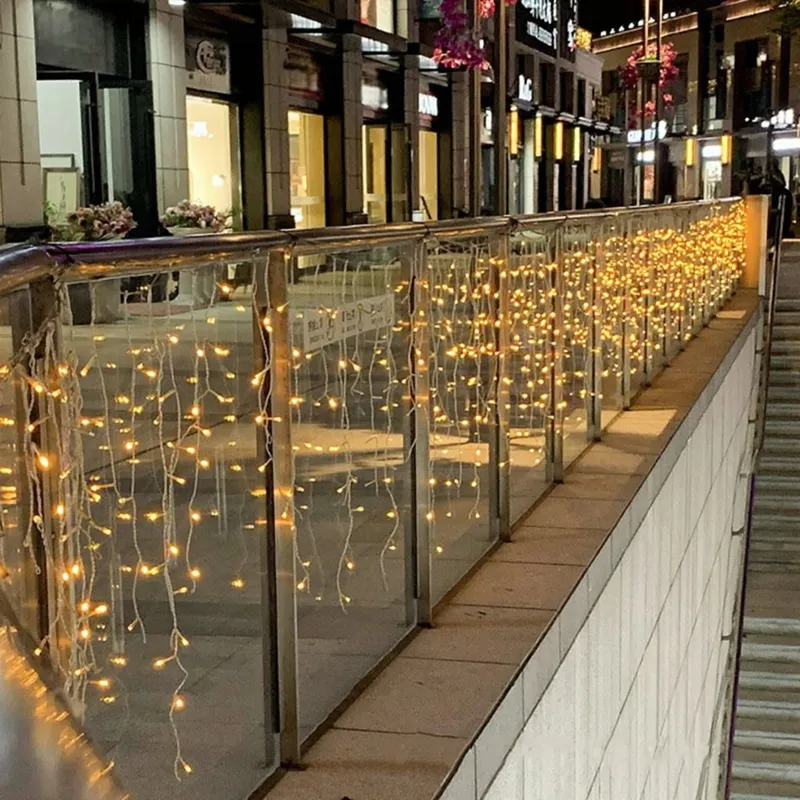 Sople 500 LED Kurtyna Lampki Zewnętrzne IP44 Białe Ciepłe +flash Zimny Biały 15 m
