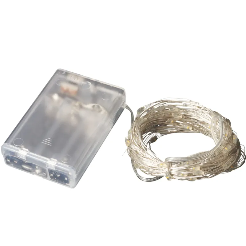 Lampki LED Drucik 10 Metrów 100 LED Na Baterie Mikro Światełka Ciepłe - Białe