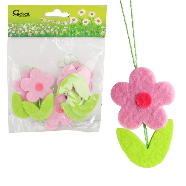 Kwiatki Filcowe Zawieszki Wiosenne 6szt 7cm