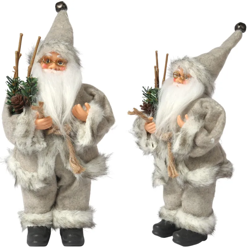 ŚWIĘTY MIKOŁAJ Świąteczny FIGURKA Skandynawski DEKORACJA Ozdoba 24 cm - Szary
