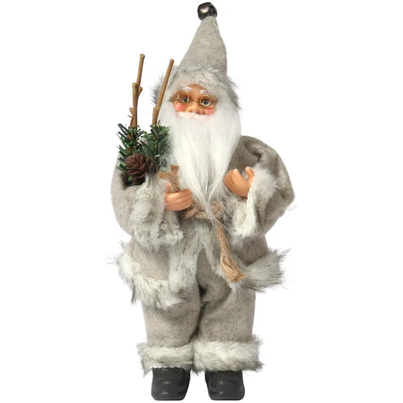 ŚWIĘTY MIKOŁAJ Świąteczny FIGURKA Skandynawski DEKORACJA Ozdoba 24 cm - Szary