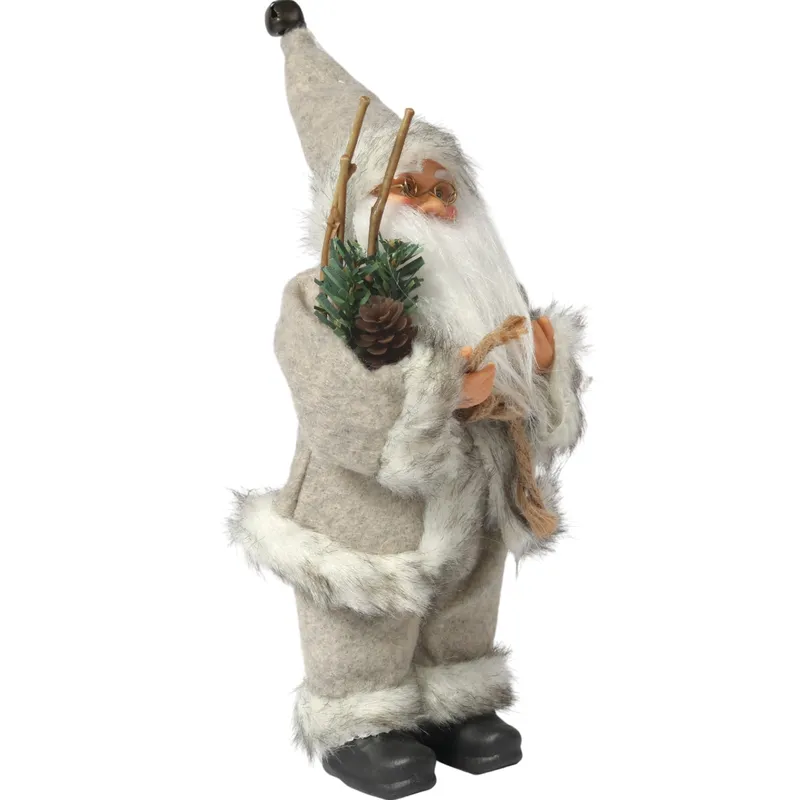 ŚWIĘTY MIKOŁAJ Świąteczny FIGURKA Skandynawski DEKORACJA Ozdoba 24 cm - Szary