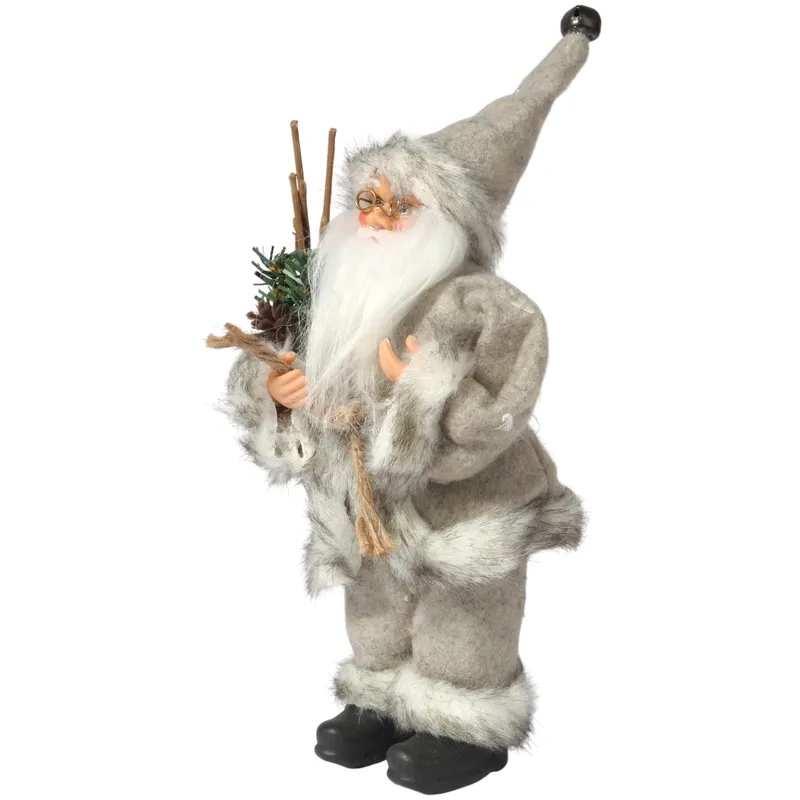 ŚWIĘTY MIKOŁAJ Świąteczny FIGURKA Skandynawski DEKORACJA Ozdoba 24 cm - Szary