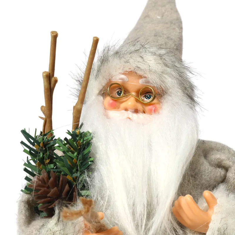 ŚWIĘTY MIKOŁAJ Świąteczny FIGURKA Skandynawski DEKORACJA Ozdoba 24 cm - Szary