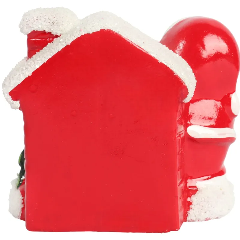 Ozdoba Świąteczna Ceramiczny Domek Z Mikołajem LED 9 cm