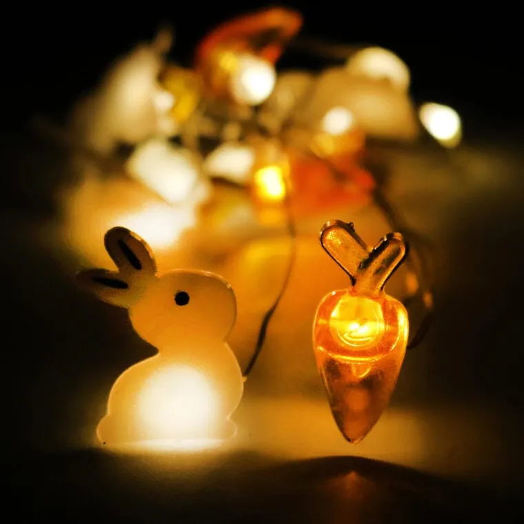 Zajączki I Marchewki Girlanda Świetlna Lampki 10LED Wielkanoc