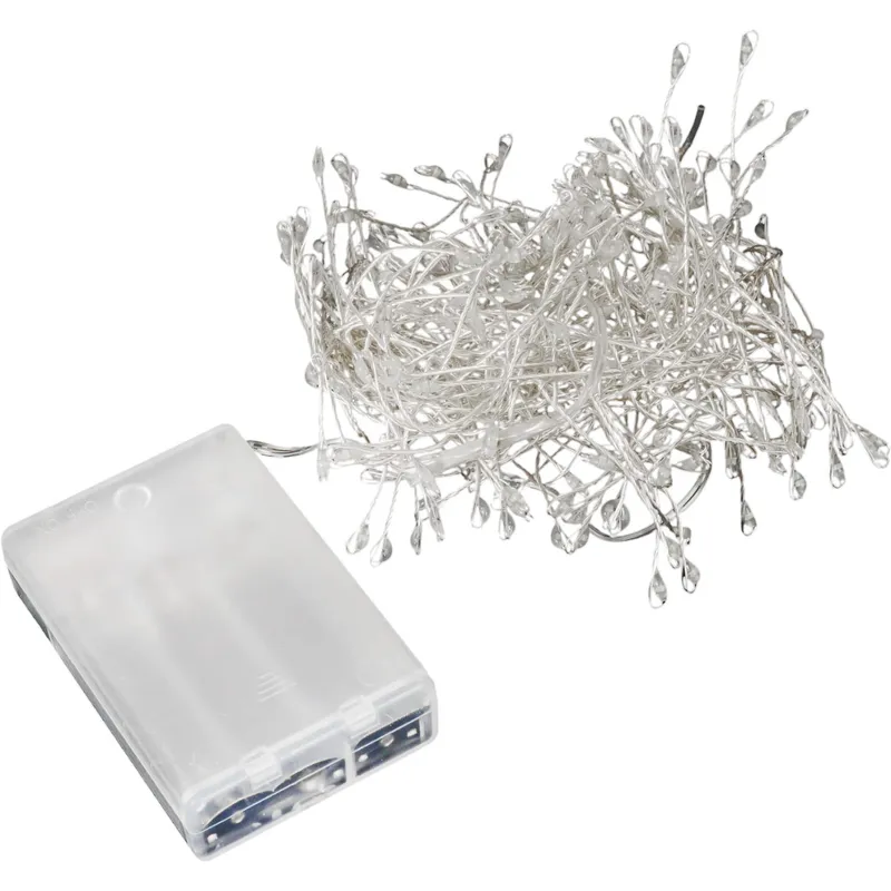 Lampki 240 LED 2,4 Metra CLUSTER RYŻ ZIMNY Na BATERIE - BIAŁY