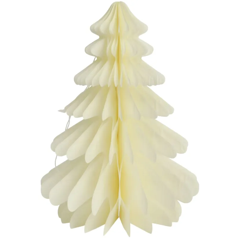 Zawieszka Choinka Papierowa Rozkładana Origami Dekoracja Świąteczna 3D - Kremowa