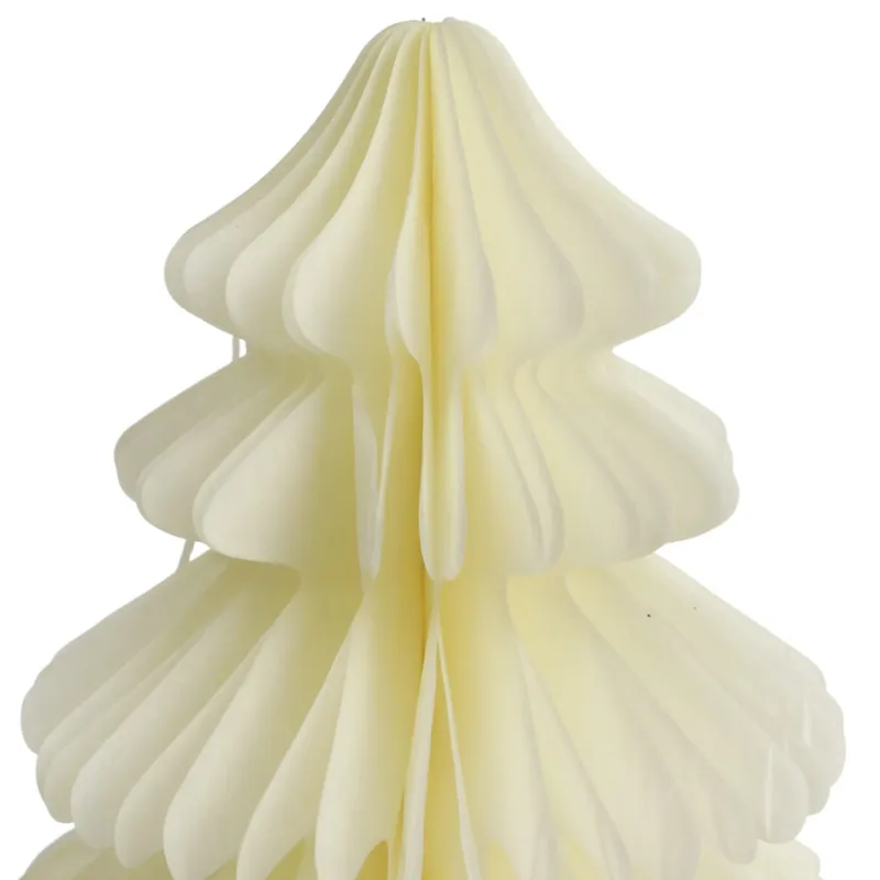 Zawieszka Choinka Papierowa Rozkładana Origami Dekoracja Świąteczna 3D - Kremowa