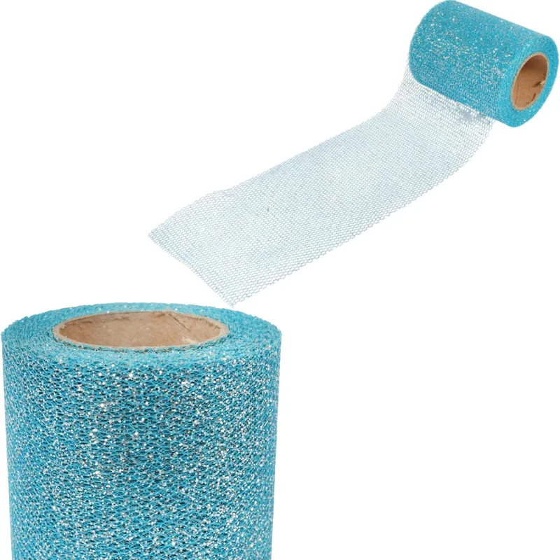 Organza Dekoracyjna Na Szpuli, Szerokość 8 cm, Długość 10 m - Turkusowa