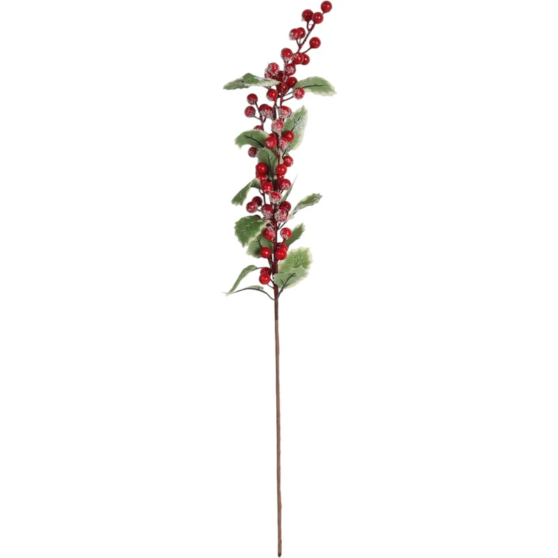 Gałązka Jarzębiny Z Ośnieżonymi Liśćmi 67 cm - Czerwona
