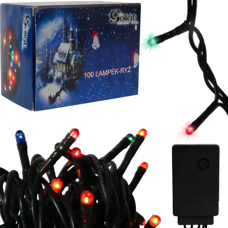 Lampki Choinkowe 100 LED Typu Ryź Z Programatorem Multicolor