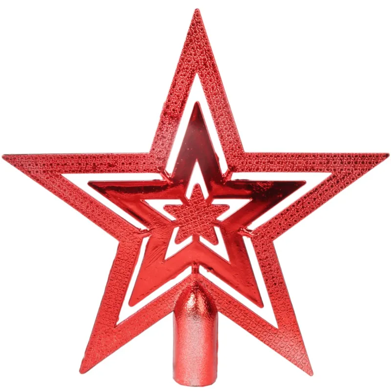 Plastikowa Gwiazda Na Czubek Choinki – 19 cm - CZERWONA