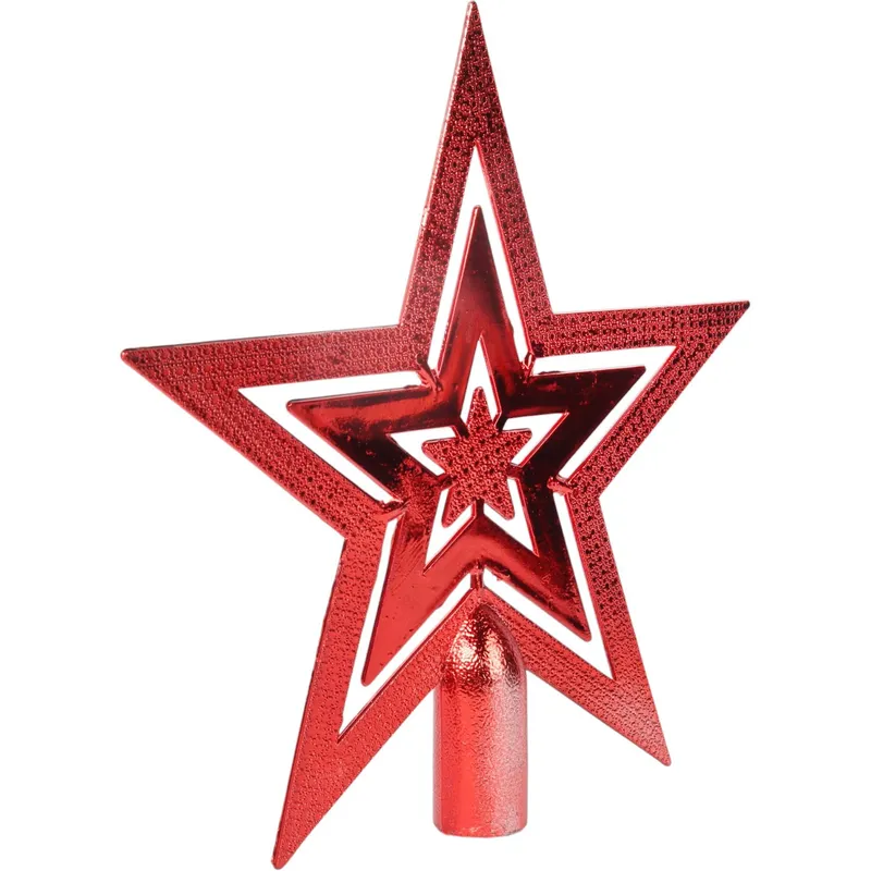Plastikowa Gwiazda Na Czubek Choinki – 19 cm - CZERWONA