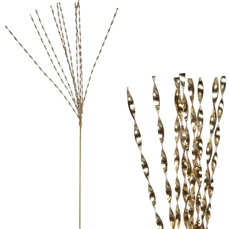 Gałązka Metalizowana Do Dekoracji Stroików Sztuczna 72 cm - Złota