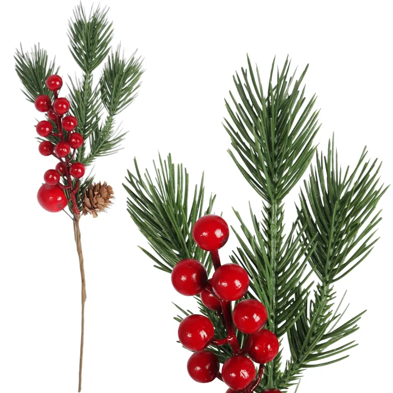 Gałązka Ozdobna Święta Stroik Boże Narodzenie Gałązki Sztuczne Jarzębina 35 cm