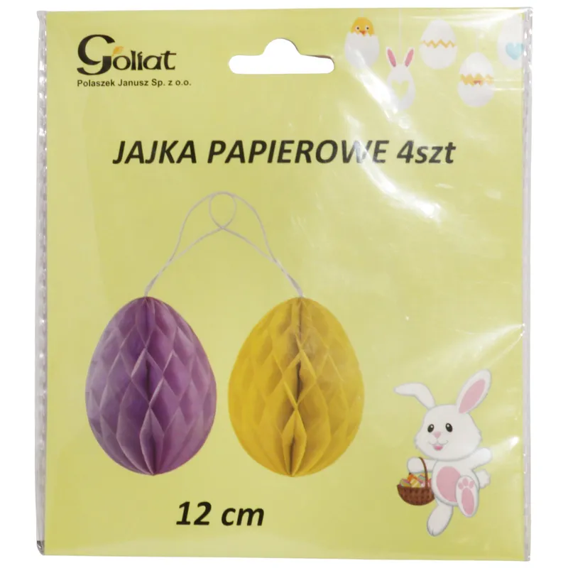 Dekoracyjne Kolorowe Papierowe Zawieszki JAJKA Pisanki Wielkanoc 4 szt