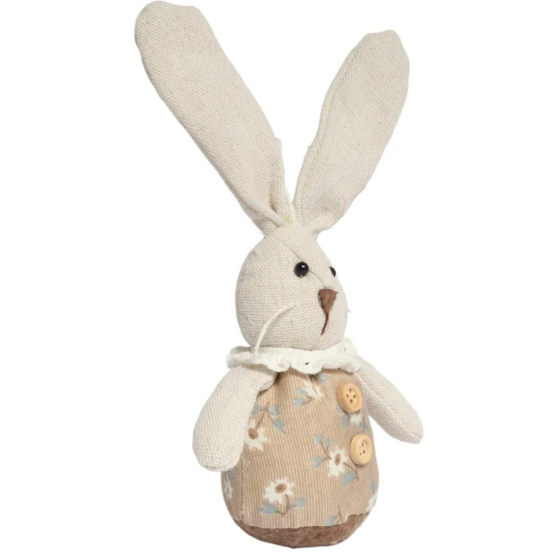 Zając STOJĄCY Lniany Ozdoba Wielkanocna Figurka 20 cm DZ