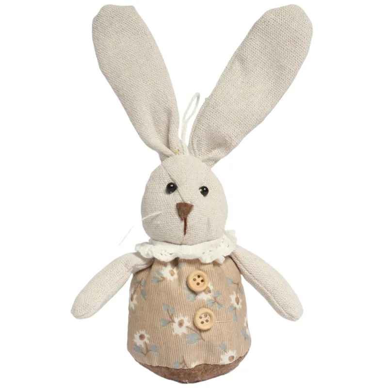 Zając STOJĄCY Lniany Ozdoba Wielkanocna Figurka 20 cm DZ