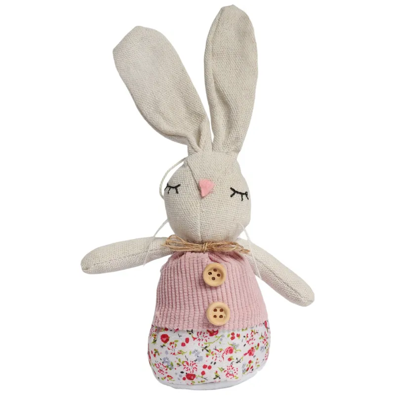 Zając STOJĄCY Lniany Ozdoba Wielkanocna Figurka 20 cm CH