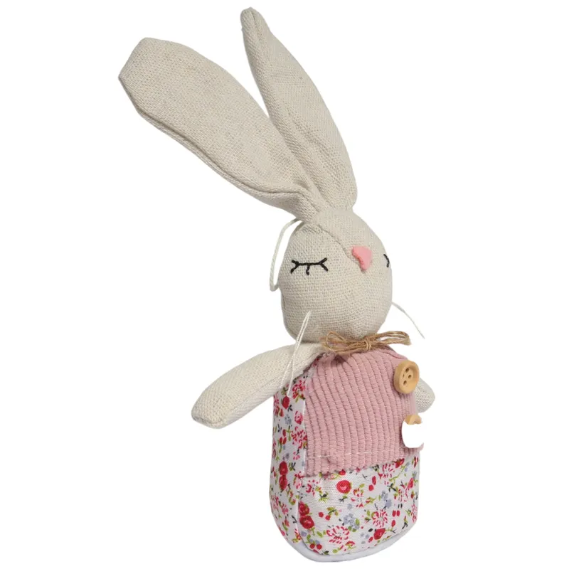 Zając STOJĄCY Lniany Ozdoba Wielkanocna Figurka 20 cm CH