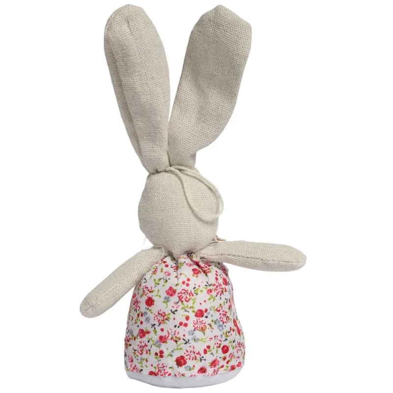 Zając STOJĄCY Lniany Ozdoba Wielkanocna Figurka 19 cm - Różowa