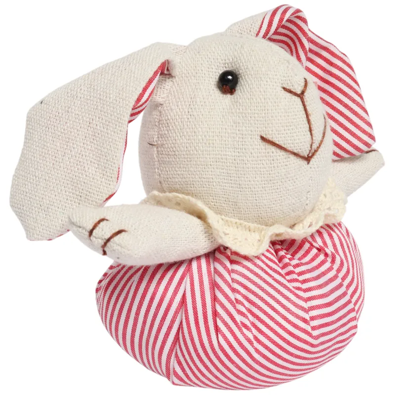 Zając STOJĄCY Lniany Ozdoba Wielkanocna Figurka 16 cm