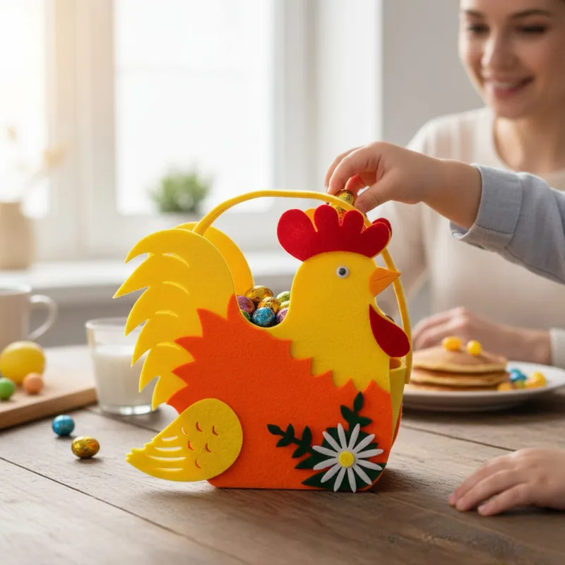 Torebka Na Prezent Upominek Wielkanocna Filcowa KOGUT - Żółty